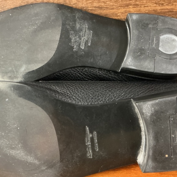 Salvatore Ferragamo Men Black Pebbled Leather Moc Split Toe Derby Oxford Size 13 - Picture 8 of 9